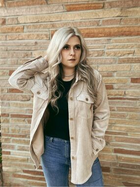 Love Tree Beige Corduroy Shacket Jacket